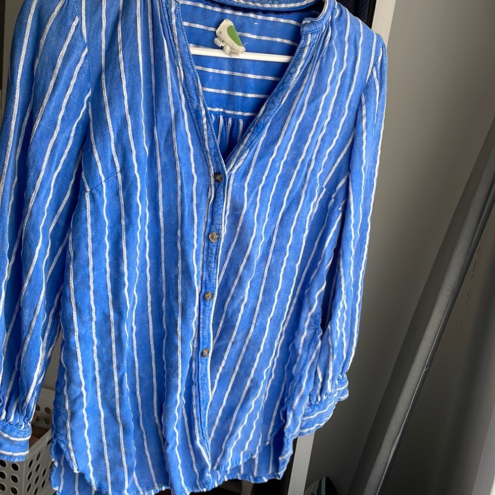 Anthropologie Bright Blue Lightweight button down